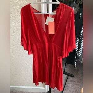 Aiblee red dress. Lined, bell sleeve.